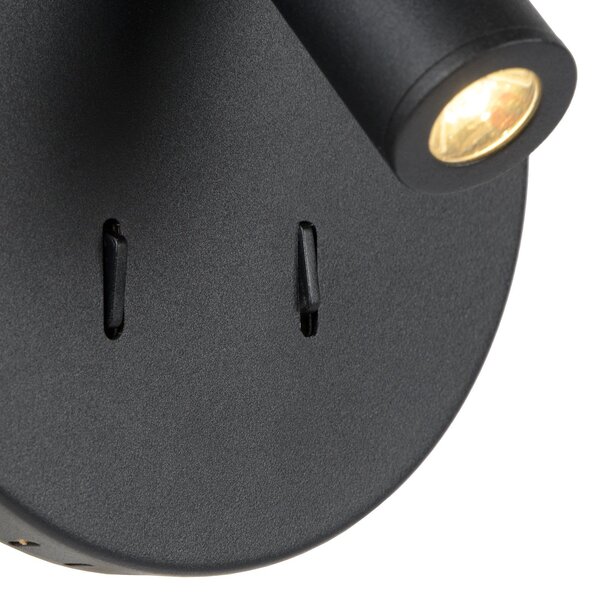 Lucide Aplică de perete cu LED Bentjer 2 surse lumină negru, Negru, dormitor, Metal, Modern