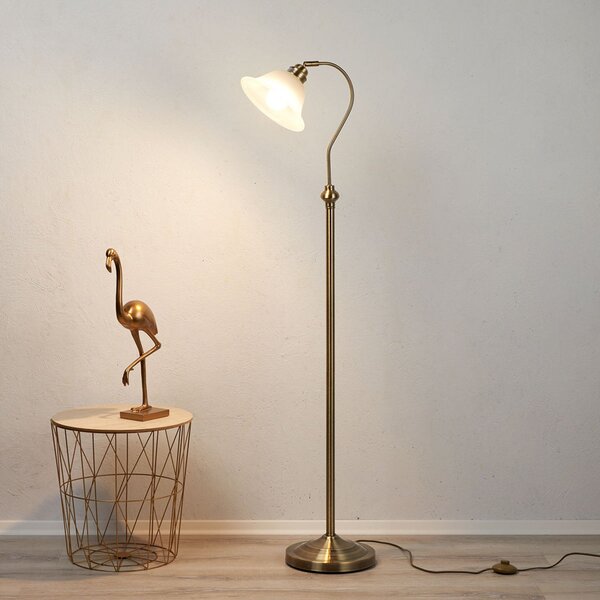 Searchlight Lampă de podea Bjane alamă antic, Bronz / Alamă Veche, Camera de zi / sufragerie, Metal, Modern
