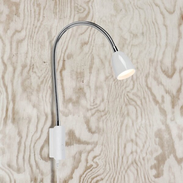 Markslöjd Aplică perete LED Tulip cu cablu și ștecher, alb, Alb, Camera de zi / sufragerie, Metal, Modern