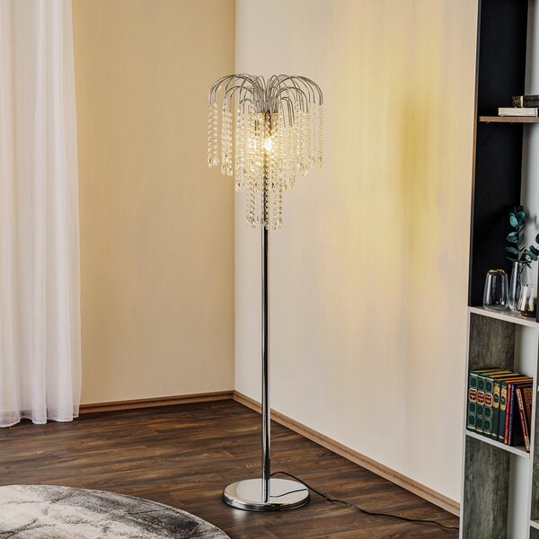 ONLI Lampadar Pioggia cu ploaie de cristal, crom, Metalic, Camera de zi / sufragerie, Metal, Modern