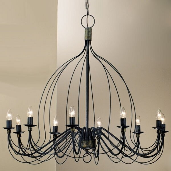 Kögl Candelabru Filo, 10 becuri, albastru-negru, metal, Ø 100 cm, reglabil, Albastru, Camera de zi / sufragerie, Metal, Antichitate