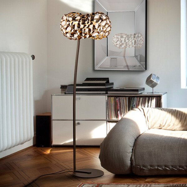 Schuller Valencia Lampă de podea cu LED Narisa, auriu roz/maro, Maro / Rugină, Camera de zi / sufragerie, Metal, Modern