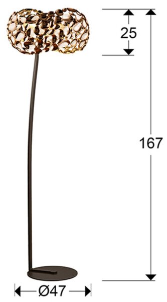 Schuller Valencia Lampă de podea cu LED Narisa, auriu roz/maro, Maro / Rugină, Camera de zi / sufragerie, Metal, Modern