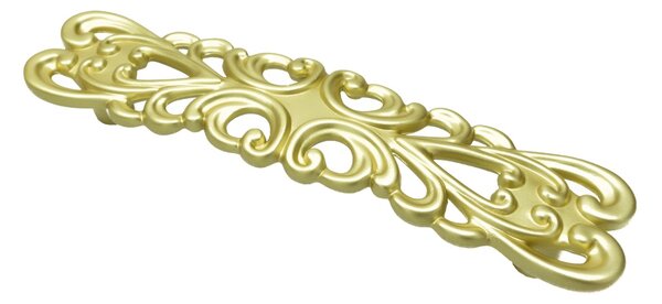 Maner metalic pentru mobilier, model Bagdad, distanta dintre gauri = 96 mm, finisaj auriu mat