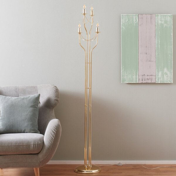 Euluna Lampă de podea Retro, 4 becuri, finisaj auriu, Auriu / Alamă, Camera de zi / sufragerie, Metal, Modern
