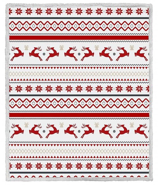 2x patura alba de miel de Craciun din microplus RETRO CHRISTMAS 160x200 cm