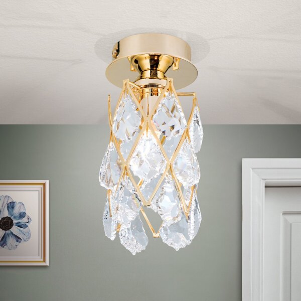ORION CHARLENE - plafonieră cristal, aurită, reglabil, Auriu / Alamă, Camera de zi / sufragerie, Cristal, Modern