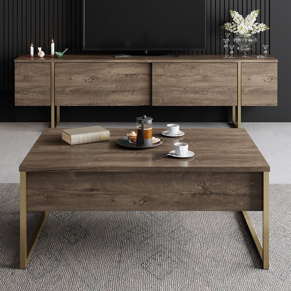 Măsuță de cafea Luna 1 (nuc + auriu). 1073441