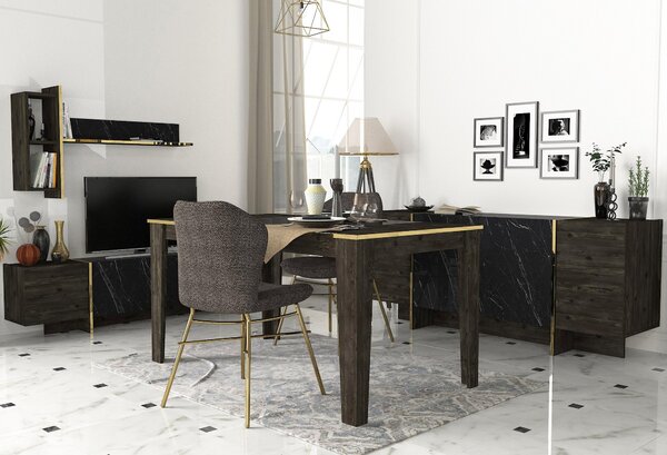 Mobilier living Vivaldi (Negru + Auriu). 1073516