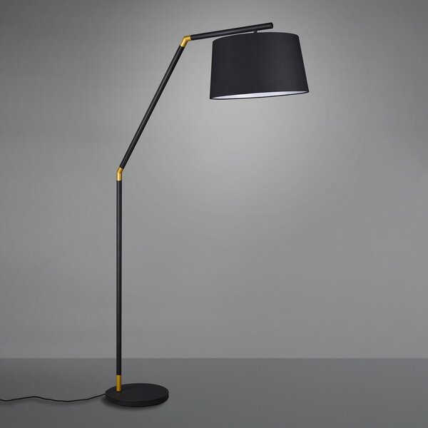 Trio Lighting Lampă de podea Tracy, negru, Negru, Camera de zi / sufragerie, Țesătură / Textil, Modern
