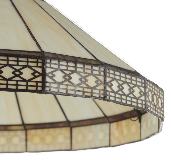 Clayre&Eef Lampă de podea Bradley în stil Tiffany, Maro / Rugină, Camera de zi / sufragerie, Sticlă, Tiffany