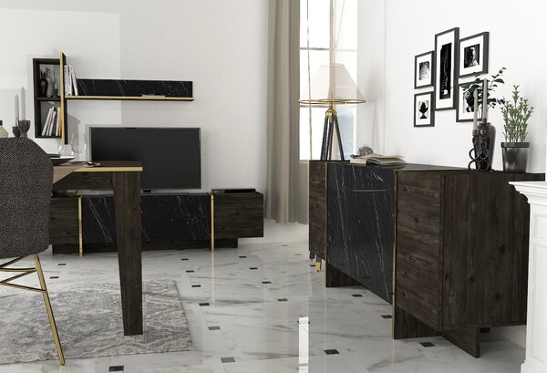 Mobilier living Vivaldi (Negru + Auriu). 1073516