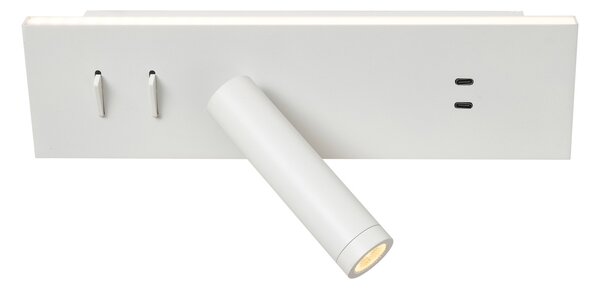 Lampă de perete modernă albă reglabilă cu USB-C incl. LED - Modric