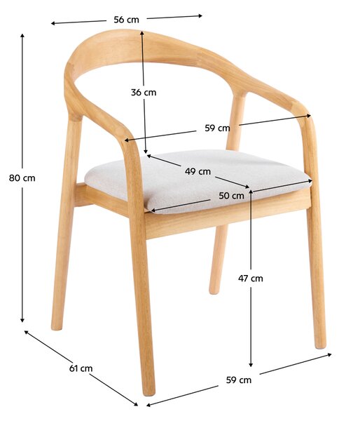 KONDELA Scaun, lemn masiv, natural/gri, TOROL