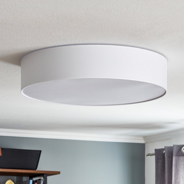 TK Lighting Plafonieră Rondo, albă Ø 60cm, reglabil, Alb, dormitor, Țesătură / Textil, Modern