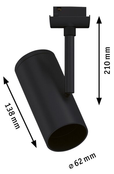 Paulmann Apol URail Spot negru mat, reglabil, Negru, Hol, Metal, Modern