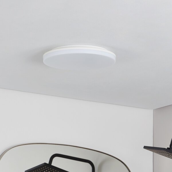 PRIOS Prios LED plafonieră Artin, Ø 33 cm, alb, CCT, IP65, Alb, Baie, Plastic, Modern