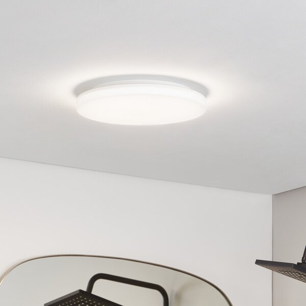 PRIOS Prios LED plafonieră Artin, Ø 33 cm, alb, CCT, IP65, Alb, Baie, Plastic, Modern