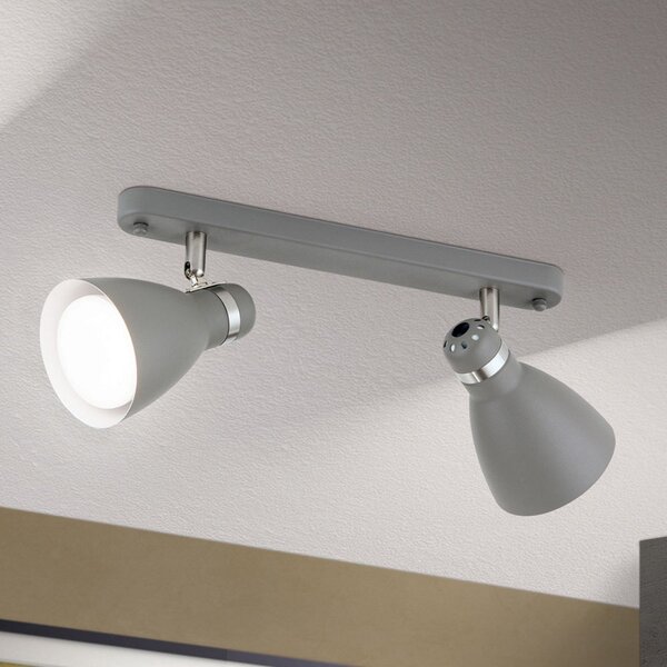 ORION Spot tavan School, 2 becuri, gri, reglabil, Gri, Camera de zi / sufragerie, Metal, Modern