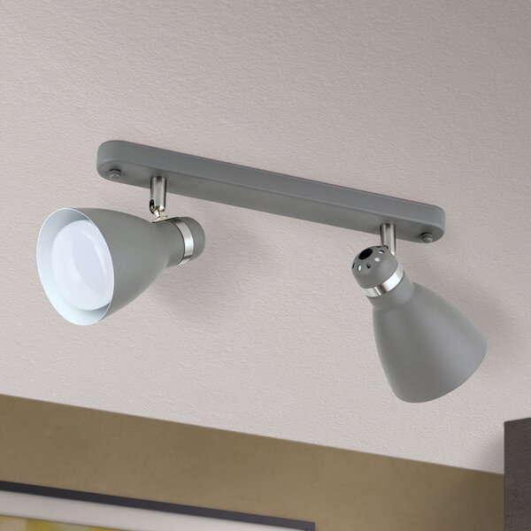 ORION Spot tavan School, 2 becuri, gri, reglabil, Gri, Camera de zi / sufragerie, Metal, Modern