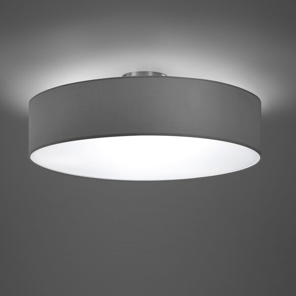 Trio Lighting Plafonieră pentru hotel, nichel mat/gri, Ø 50 cm, reglabil, Gri, Hol, Țesătură / Textil, Modern