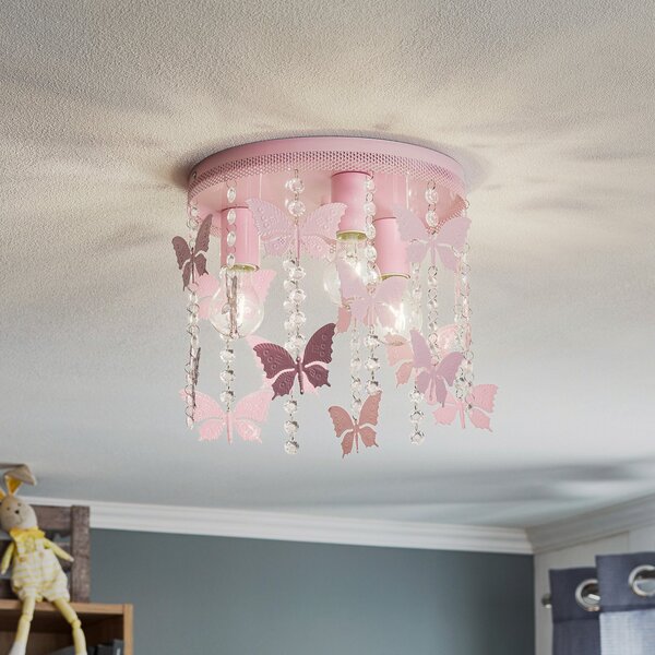 Eko-Light Plachetă Angelica în roz cu fluturi, reglabil, Roz / Rosé, Camera copiilor, Metal, Viața tânără