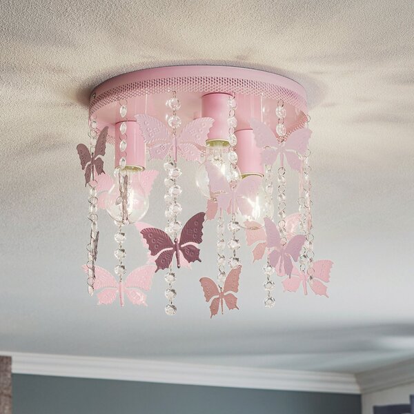 Eko-Light Plachetă Angelica în roz cu fluturi, reglabil, Roz / Rosé, Camera copiilor, Metal, Viața tânără
