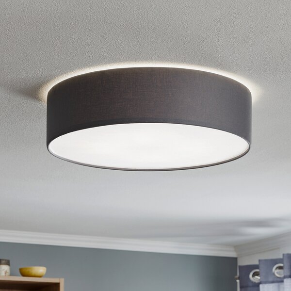 TK Lighting Plafonieră Rondo, gri, Ø 50 cm, reglabil, Gri, dormitor, Țesătură / Textil, Modern
