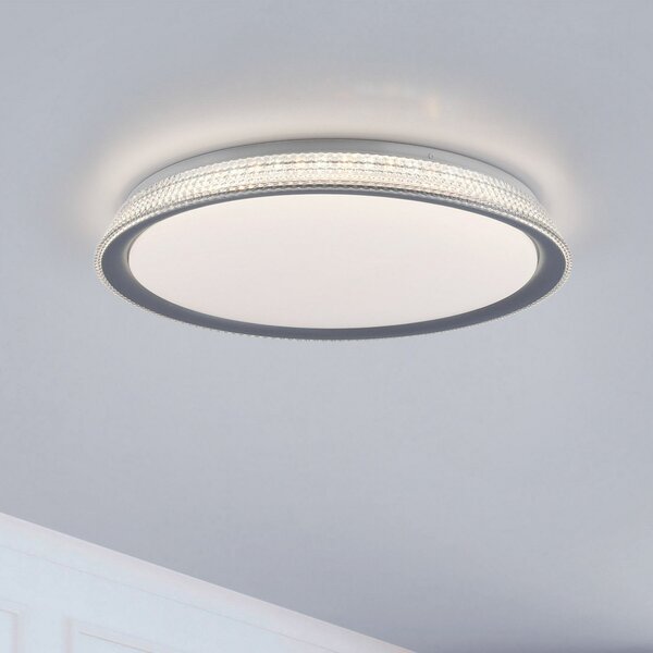JUST LIGHT. GmbH Plafonieră cu LED Kari, variator Switchmo, Ø 51cm, reglabil, Gri, dormitor, Plastic