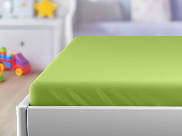 Cearsaf Jersey pentru patut copii cu elastic verde 60x120 cm