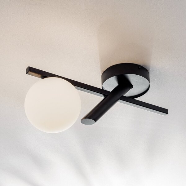SIGMA Plachetă de tavan Baleo, negru/opal, 1 bec, reglabil, Negru, Camera de zi / sufragerie, Metal, Modern
