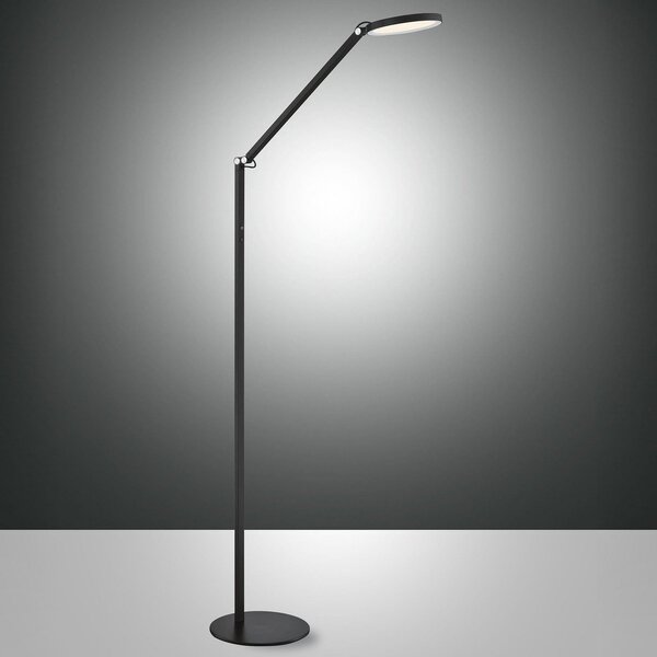 Fabas Luce Lampă de podea LED Regina, 1 bec, negru, reglabil, Negru, Camera de zi / sufragerie, Metal, Modern