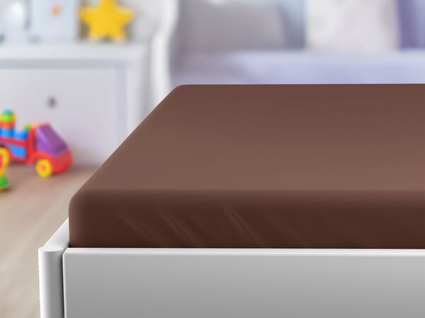 Cearceaf Jersey pentru patut de copii EXCLUSIVE 60x120 cm maro inchis