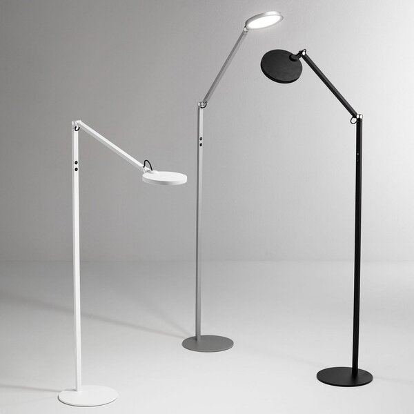 Fabas Luce Lampă de podea LED Regina, 1 bec, negru, reglabil, Negru, Camera de zi / sufragerie, Metal, Modern