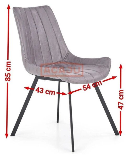 Scaune living K279, gri/negru, piele ecologica/metal, 54X43X85 CM