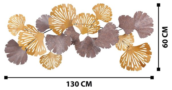 Decoratiune perete GERGO, bej/auriu, metal, 130x6x60 cm