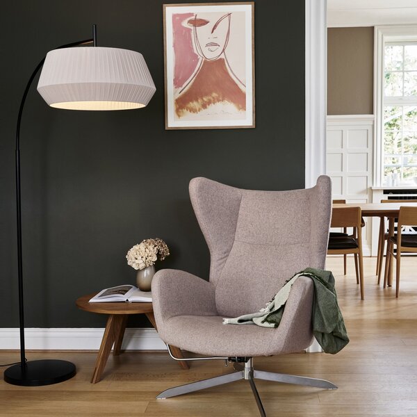 Nordlux Lampă de podea Dicte, abajur legat manual, alb, Alb, Camera de zi / sufragerie, Țesătură / Textil, Scandinavă