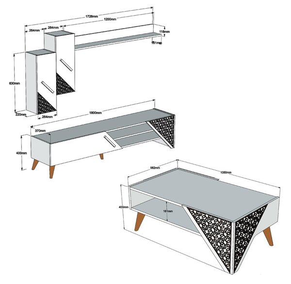 Set mobilier living Berny (alb). 1089105