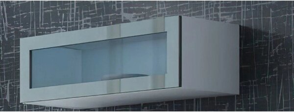 Vitrina VIGO 90, alb/gri, PAL/sticla, 90x32x35 cm