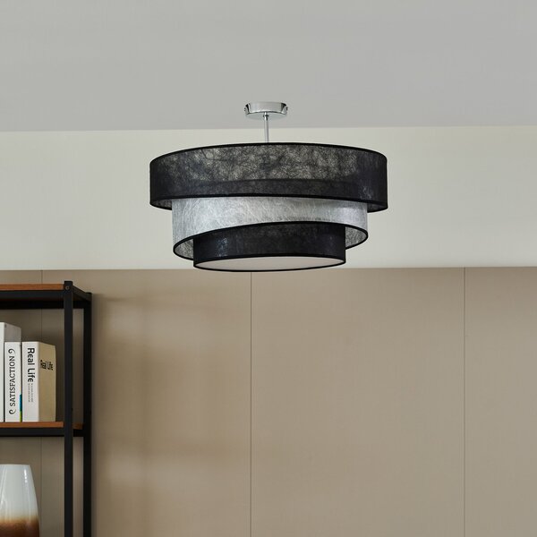 Lindby Ayvira plafonieră, negru, argintiu, reglabil, Negru, Camera de zi / sufragerie, Metal, Modern