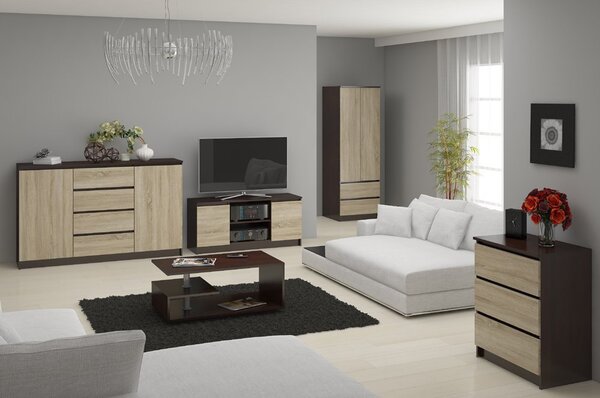 Comodă Keanu IV (wenge + stejar sonoma). Promo -21%. 1151973
