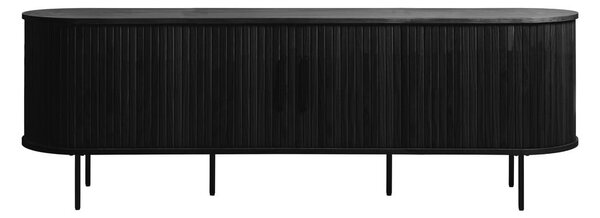 Comodă TV neagră cu aspect de lemn de stejar 56x180 cm Nola – Unique Furniture