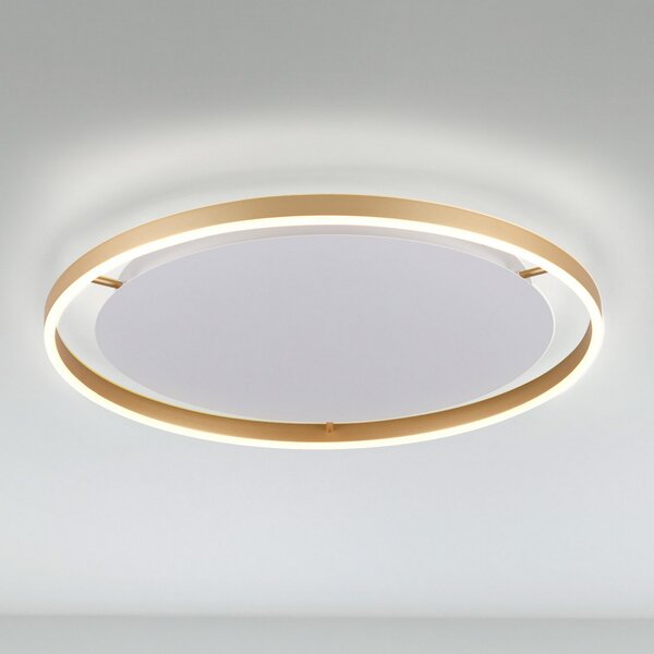 JUST LIGHT. GmbH Plafonieră LED Ritus, Ø 58,5 cm, alamă mată, reglabil, Bronz / Alamă Veche, Camera de zi / sufragerie, Metal, Modern