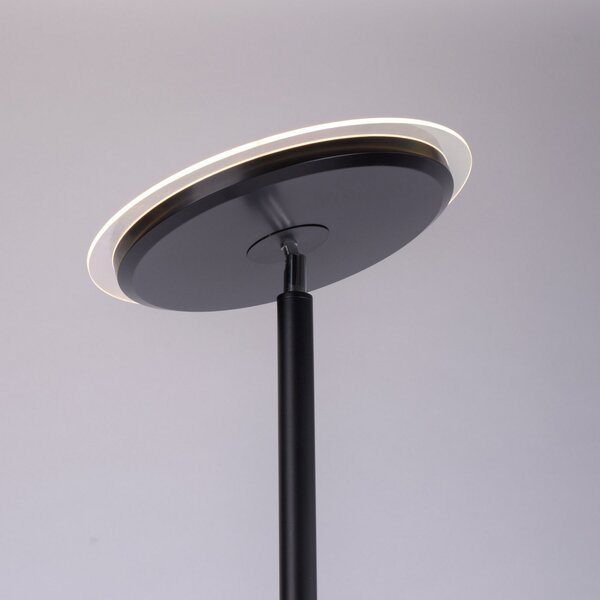 JUST LIGHT. GmbH Hans Lampadar LED cu lampă de citit, rotund, negru, reglabil, Negru, Camera de zi / sufragerie, Metal, Modern, Lumină de lectură
