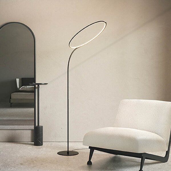 Kdln Lampadar LED Poise, negru, înălțime 196 cm, dimabil, reglabil, Negru, Camera de zi / sufragerie, Metal, Design