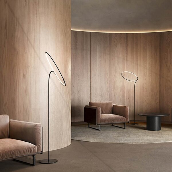 Kdln Lampadar LED Poise, negru, înălțime 196 cm, dimabil, reglabil, Negru, Camera de zi / sufragerie, Metal, Design