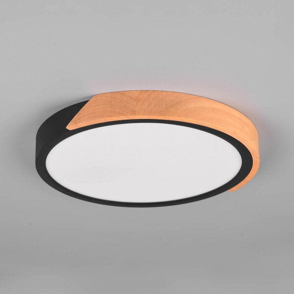 Reality Leuchten Jano plafonieră LED, Ø 31.5 cm, 3.000K, neagră, reglabil, Negru, Camera de zi / sufragerie, Plastic, Modern