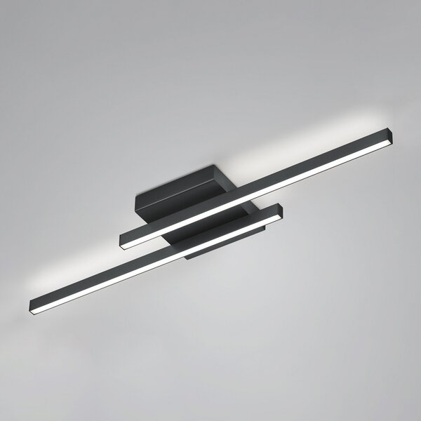 Knapstein Plafonieră LED Nuri up/down 2 becuri negru, reglabil, Negru, Camera de zi / sufragerie, Metal, Modern, Plafon cu flacără multiplă