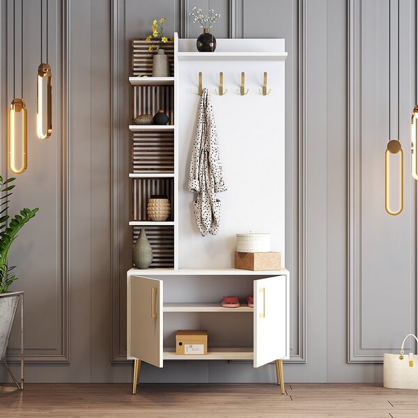 Mobilier hol Valery 2 (alb + auriu). 1089147