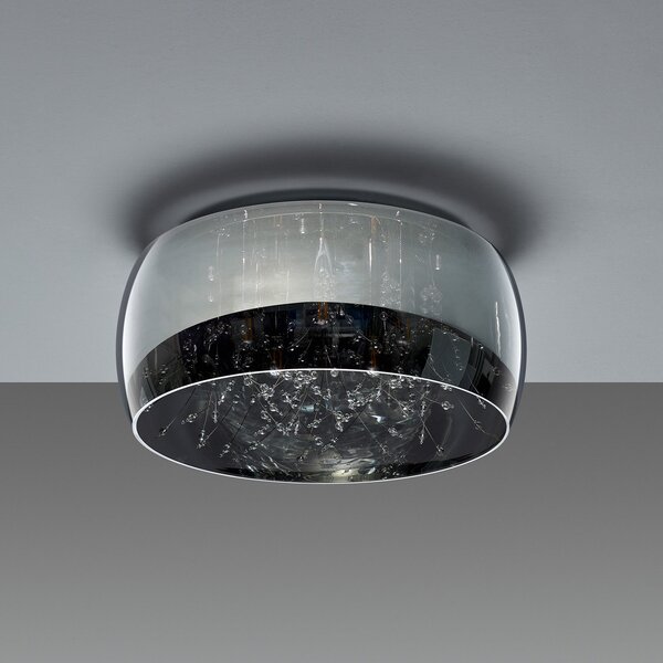 Trio Lighting Plafonieră Crystel din sticlă, cromată, Ø 50 cm, reglabil, Metalic, Camera de zi / sufragerie, Sticlă, Modern